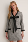 Silver Coco Tweed Bow Dress