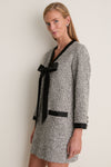 Silver Coco Tweed Bow Dress