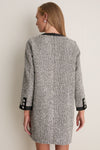 Silver Coco Tweed Bow Dress