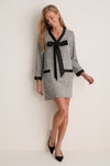 Silver Coco Tweed Bow Dress