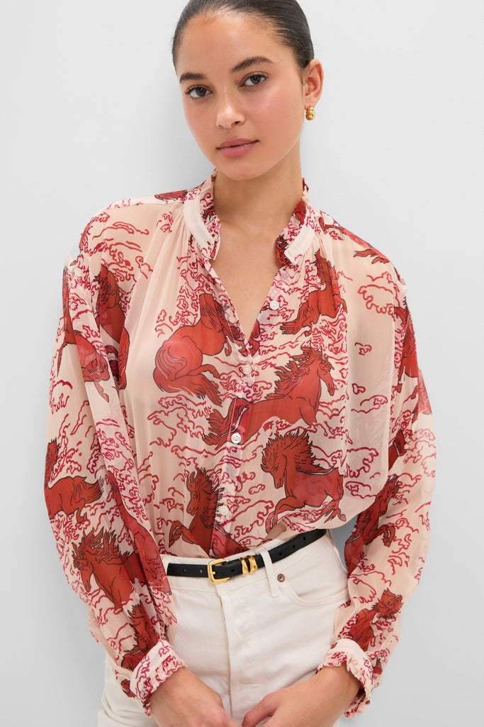 Off-White Poet Rouge Pegasus Blouse