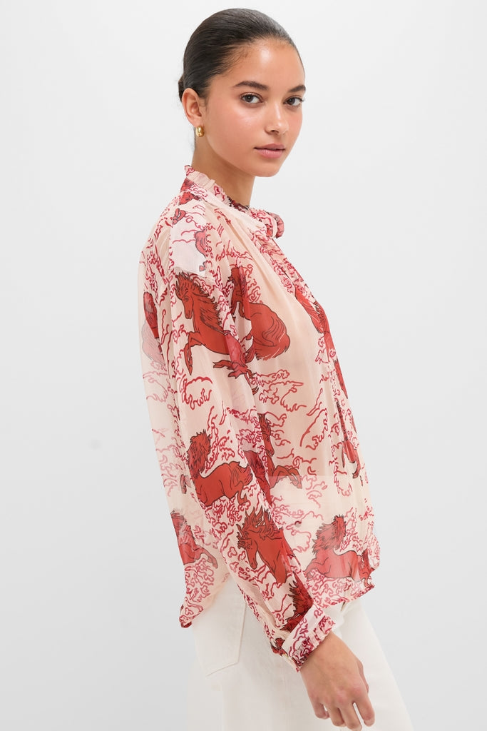 Off-White Poet Rouge Pegasus Blouse