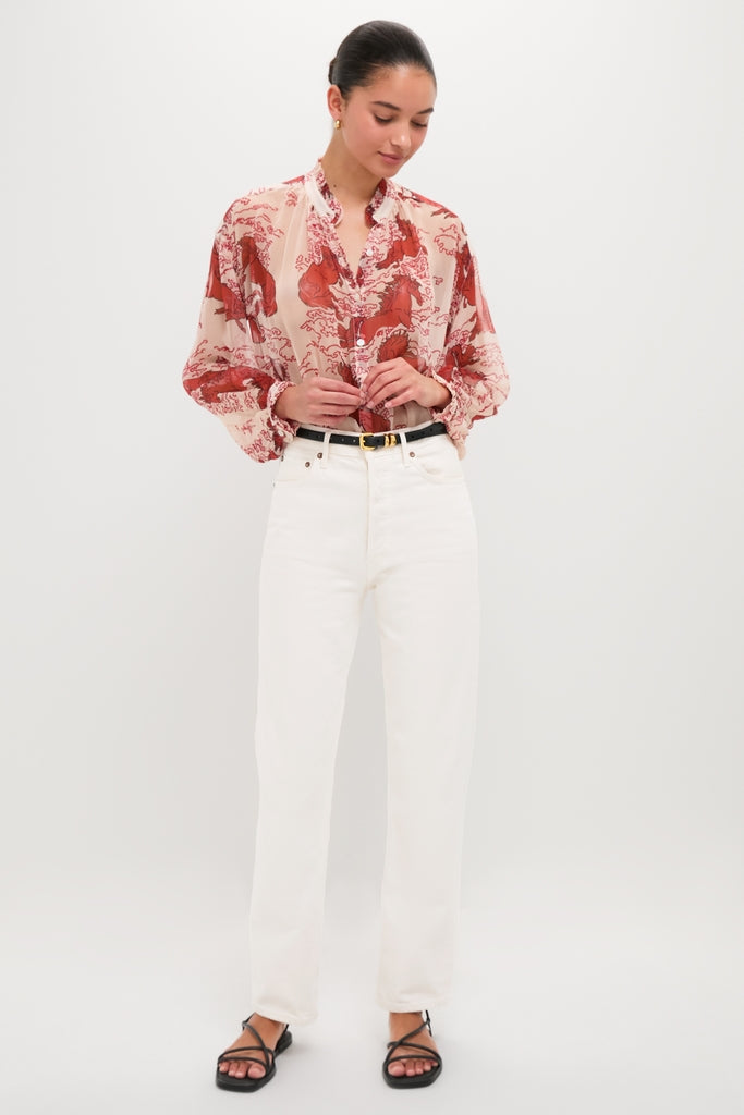 Off-White Poet Rouge Pegasus Blouse | Alix of Bohemia