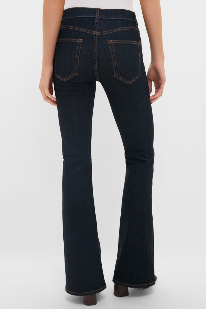 Indigo Resin Bond Street Jean: A classic, effortless mid-rise denim with a slim fit and subtle flare, perfect for a fun day-to-night high-end look.