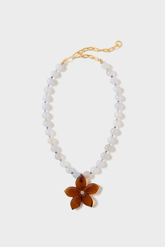 Ginger Vinca Flower Necklace