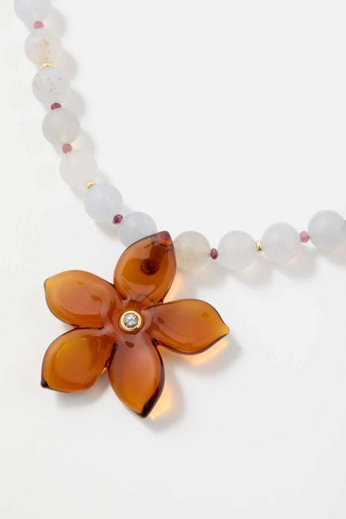 Ginger Vinca Flower Necklace