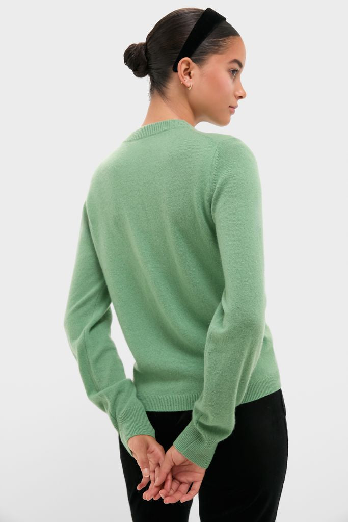 Meadow Green Cashmere Covered Button Quinn Cardigan