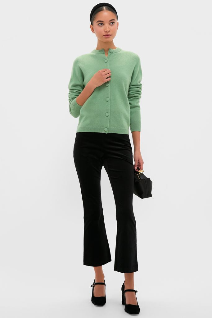 Meadow Green Cashmere Covered Button Quinn Cardigan