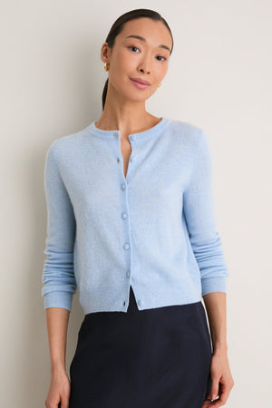 Ice Blue Cashmere Riley Cardigan