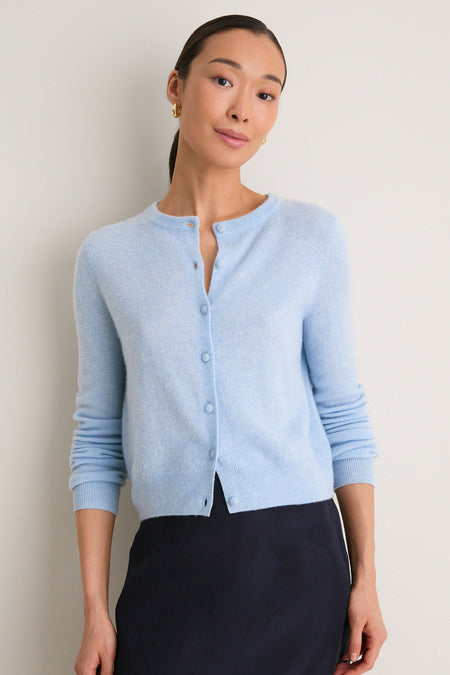 Ice Blue Cashmere Riley Cardigan