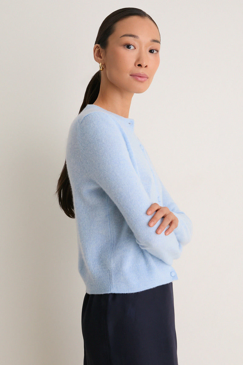 Ice Blue Cashmere Riley Cardigan