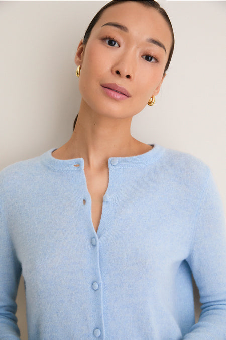 Ice Blue Cashmere Riley Cardigan