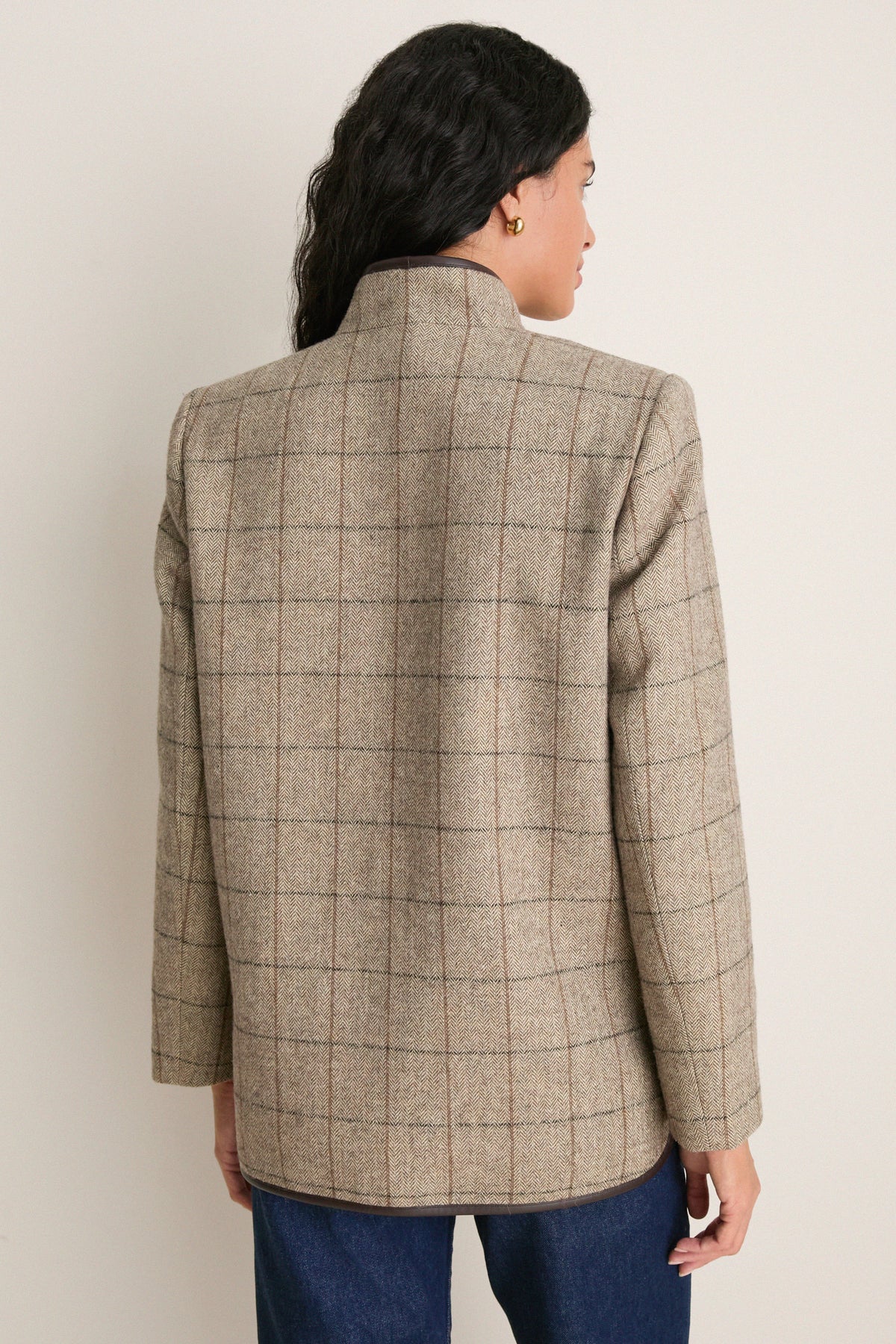 Brown Check Plaid Wool Dalton Jacket
