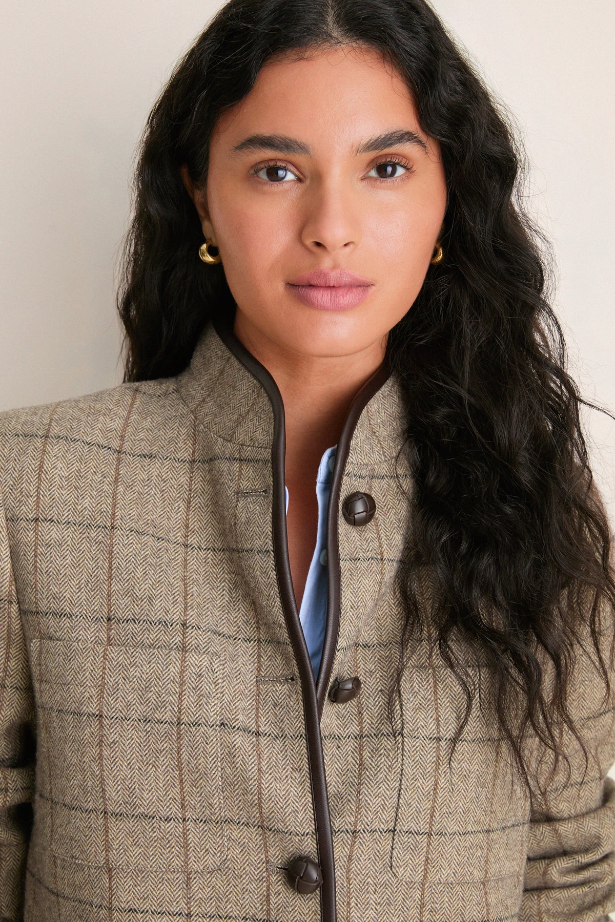 Brown Check Plaid Wool Dalton Jacket