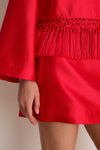 Red Dupioni Opal Straight Mini Skirt