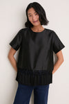 Black Dupioni Chadwick Tassel Top