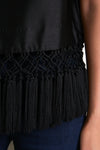 Black Dupioni Chadwick Tassel Top