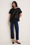 Black Dupioni Chadwick Tassel Top
