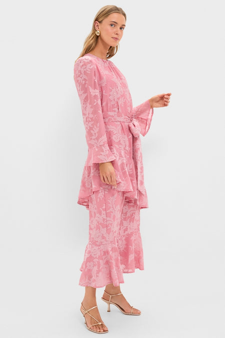 Pink Chiffon Floral Jacquard Sasha Dress