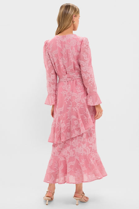 Pink Chiffon Floral Jacquard Sasha Dress