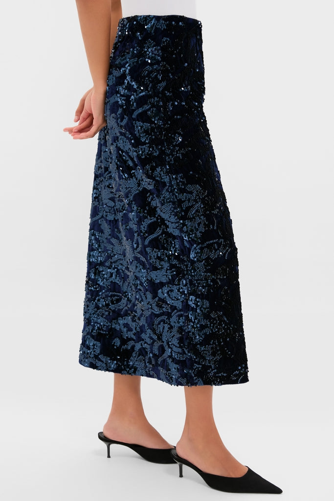 Velvet and Sequin Maloney Midi Skirt