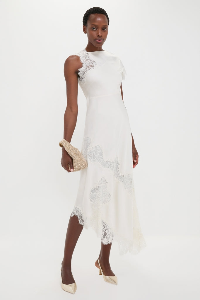 Creme Satin Lace Alessia Midi Dress | A.L.C.