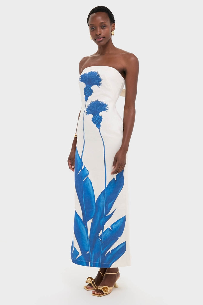Blue Dandelion Costera Strapless Maxi Dress | Andres Otalora Blue Dandelion Costera Strapless Maxi Dress | Andres Otalora
