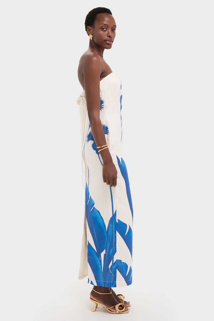 Blue Dandelion Costera Strapless Maxi Dress | Andres Otalora Blue Dandelion Costera Strapless Maxi Dress | Andres Otalora