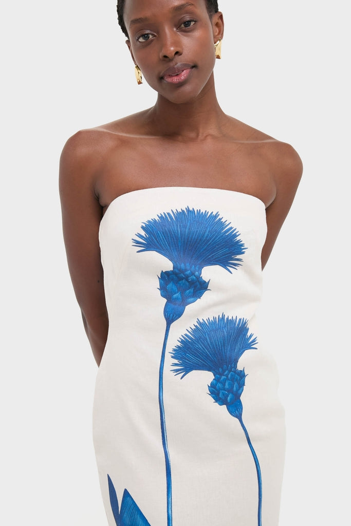 Blue Dandelion Costera Strapless Maxi Dress | Andres Otalora Blue Dandelion Costera Strapless Maxi Dress | Andres Otalora
