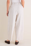 Mortar Melange Dash Pants: classic, wide-leg, cropped trousers with pleats, belt loops, and welt pockets. Effortless, high-end style for a fun, modern wardrobe.