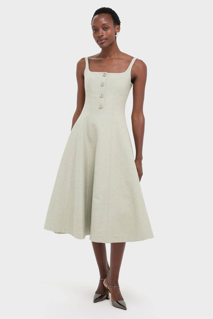 altuzarra dress Black Kaplan blend poplin and has textural gathered detailing and a ruched waist Orrie Dress in Green Lily