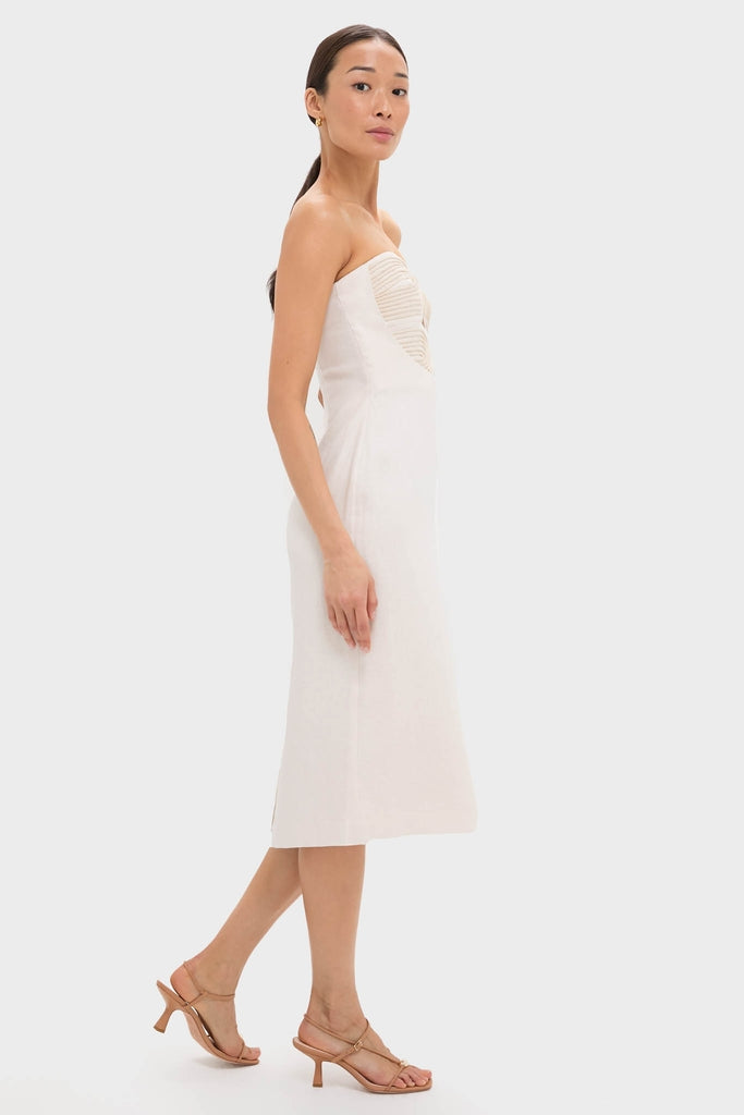 Ivory Calle Palmas Embroidered Midi Dress