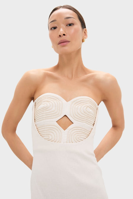 Ivory Calle Palmas Embroidered Midi Dress