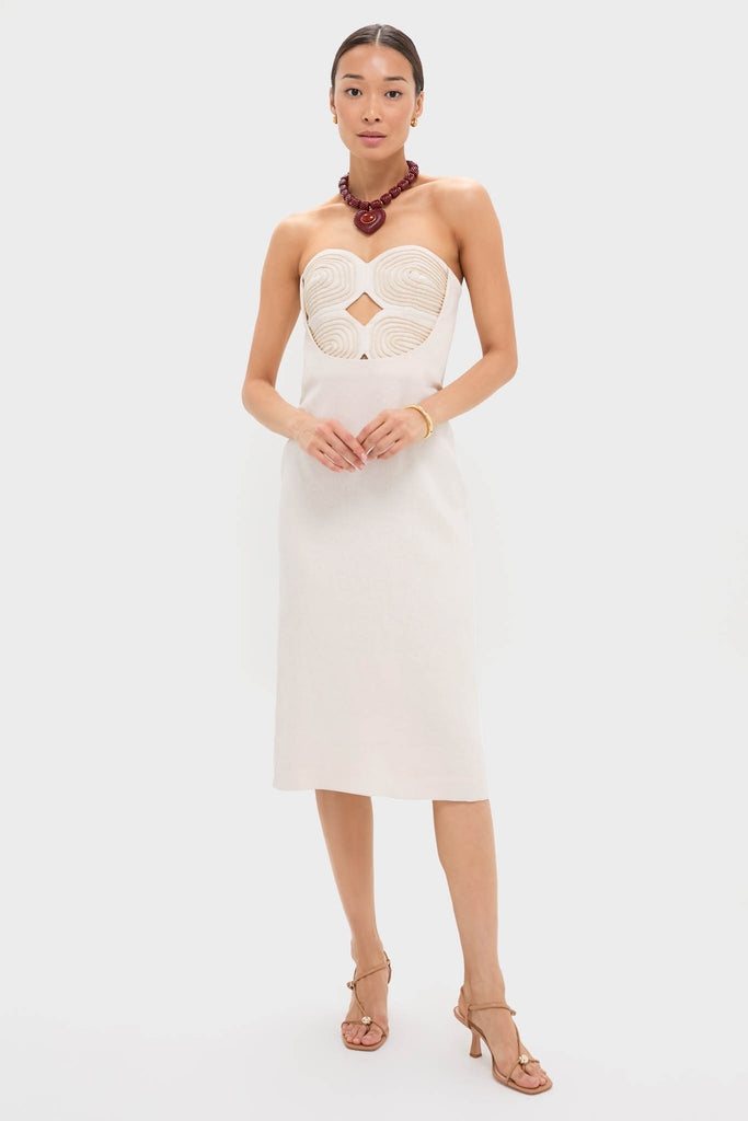 Ivory Calle Palmas Embroidered Midi Dress