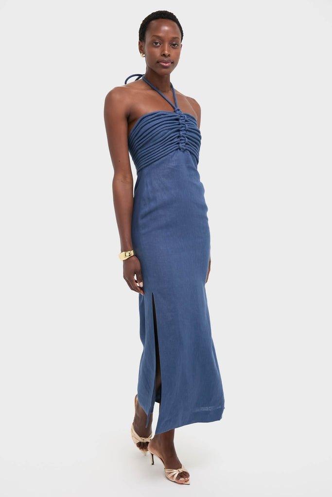 オケージョンドレス　ANDRÉSD ／ アンドレスド　ライトブルー　M-TALL Indigo Mezcalitos Midi Dress | Andres Otalora