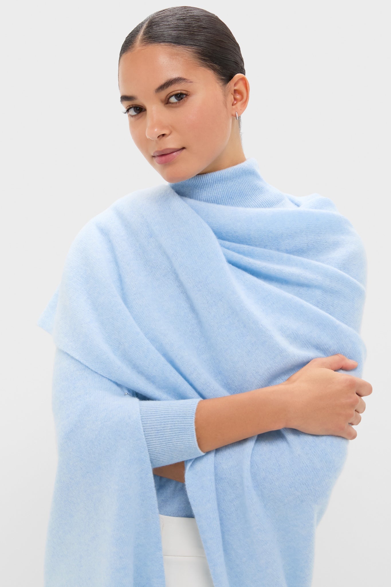 SCARF 180 CM IN BLUE CASHMERE 402220