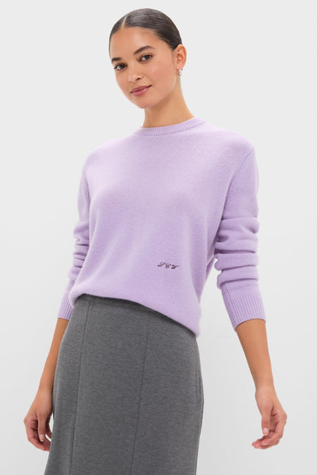 Lavender Frost Cashmere Boyfriend Bodie Crewneck Sweater