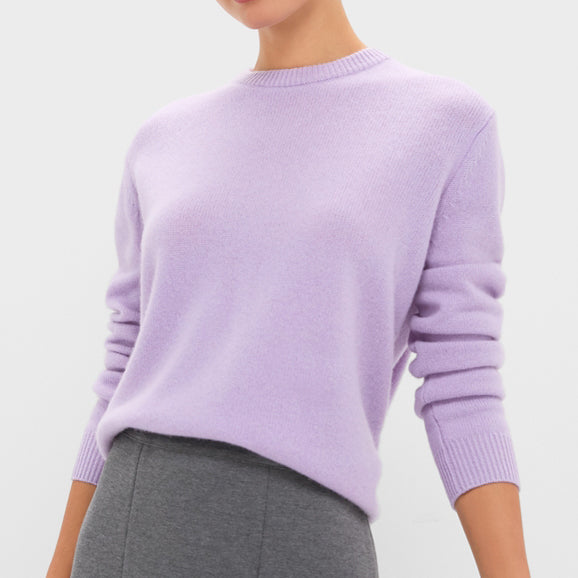 Lavender Frost Cashmere Boyfriend Bodie Crewneck Sweater | Tuckernuck