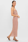 Red Stripes Antigua Linen Midi Dress