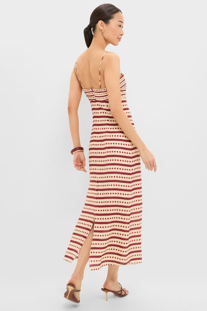 Red Stripes Antigua Linen Midi Dress