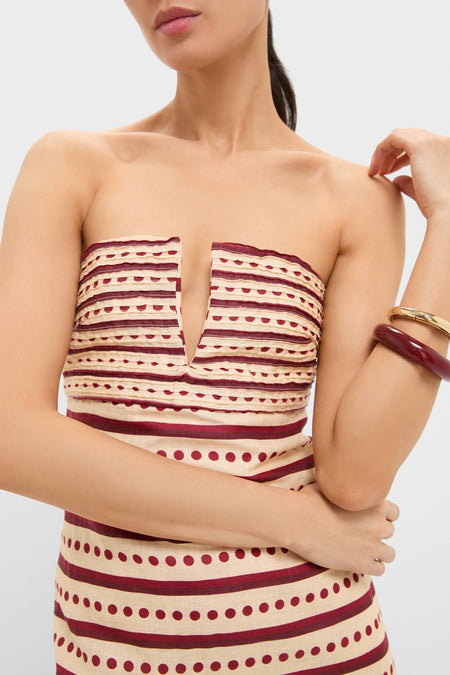 Red Stripes Antigua Linen Midi Dress