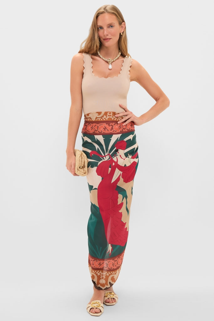 Peach Dancer De La Falaise Cotton Silk Sarong