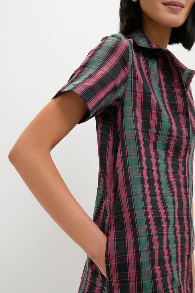 The Tartan Martine Maxi Bubble Dress blends classic charm with an effortless style, featuring a collared neckline and bubble hem, perfect for a fun, high-end look.