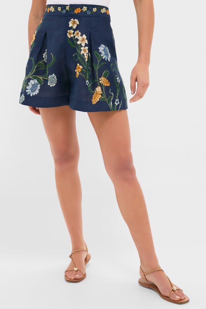 Hand Embroidered Laguna Maratea Linen Shorts