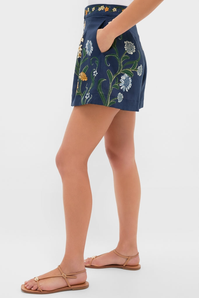 Hand Embroidered Laguna Maratea Linen Shorts