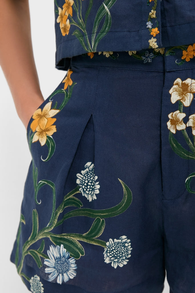 Hand Embroidered Laguna Maratea Linen Shorts