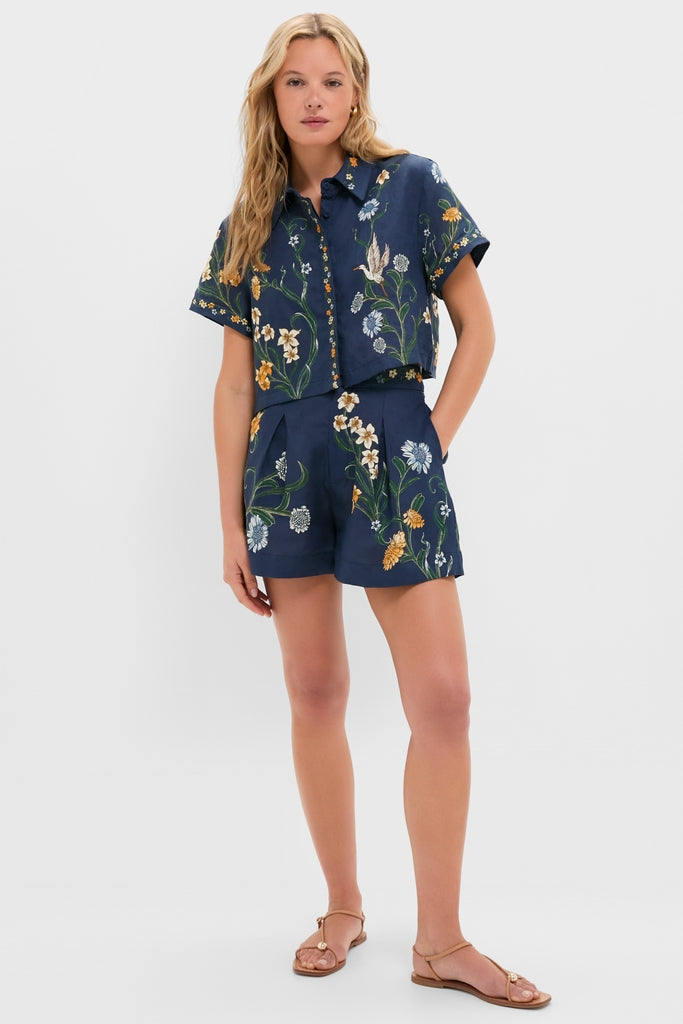 Hand Embroidered Laguna Maratea Linen Shorts