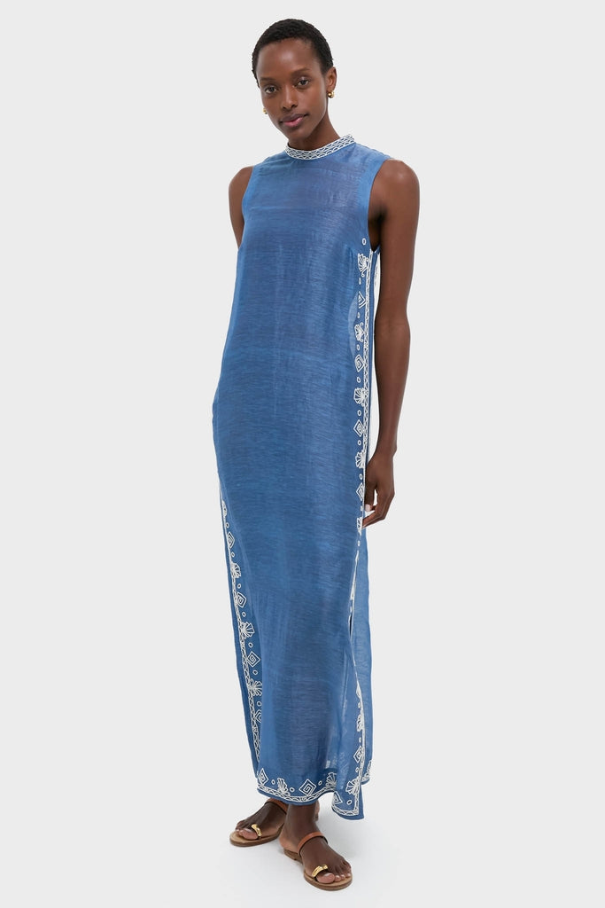 Blue Yasmeen Embellished Midi Dress | Alemais Blue Yasmeen Embellished Midi Dress | Alemais
