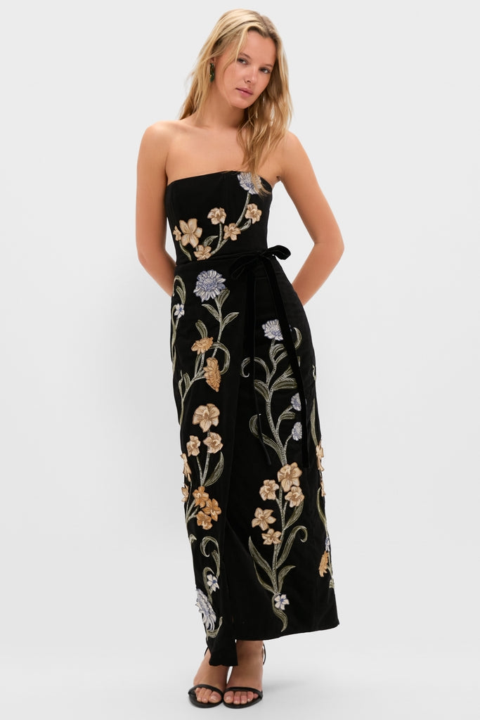 Hand Embroidered Laguna Cinefila Velvet Maxi Dress