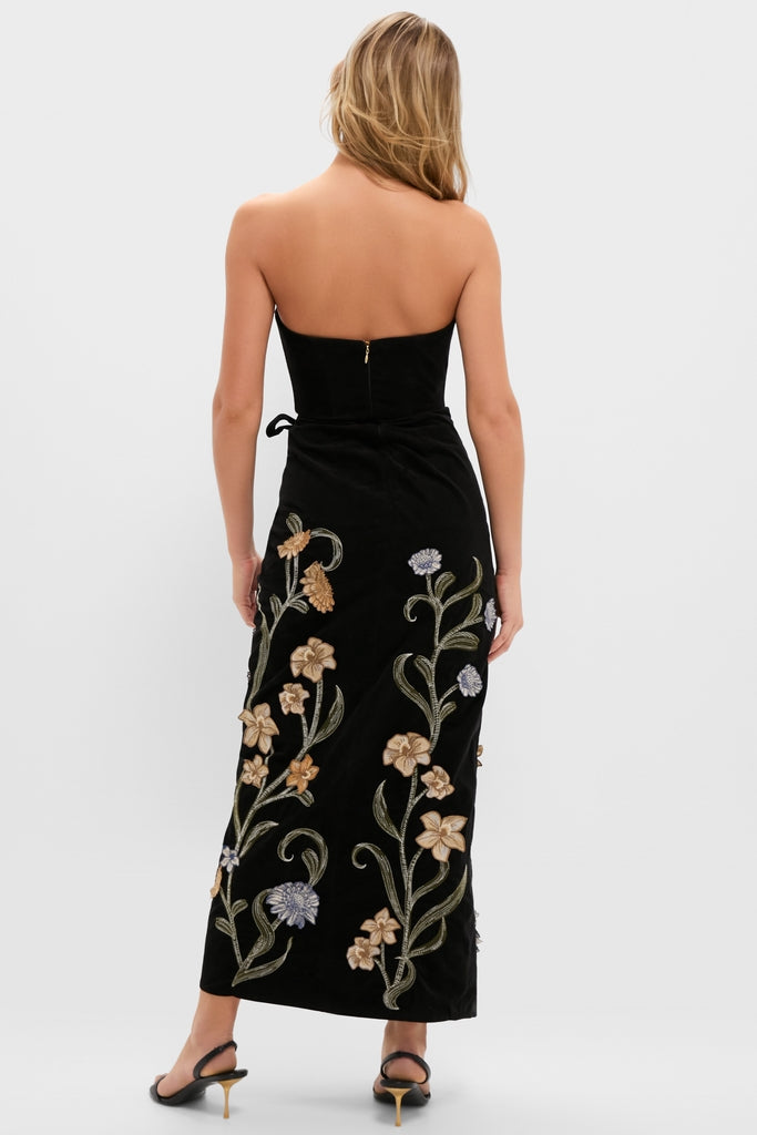 Hand Embroidered Laguna Cinefila Velvet Maxi Dress